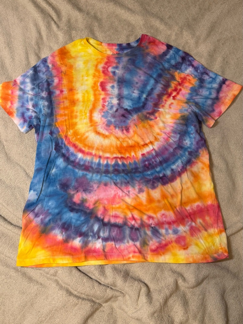 Goodfellow & Co Yellow Blue Pink Tie-Dye Short Sleeve Tee